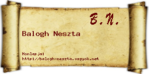 Balogh Neszta névjegykártya